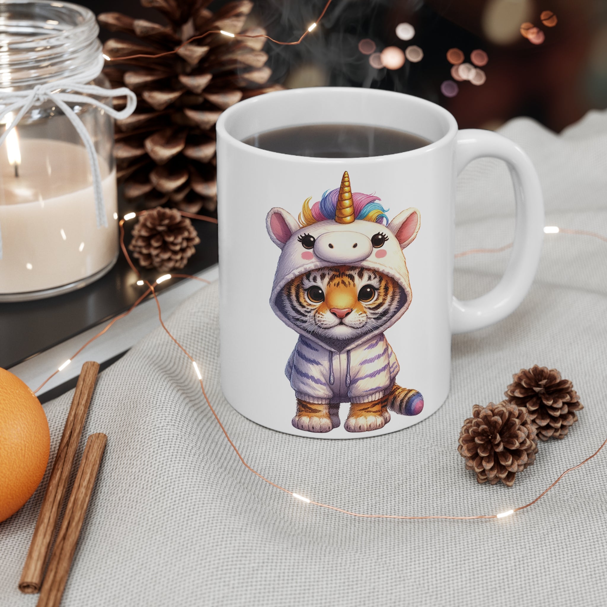 Unicorn Costume Animals, Tiger | 11oz Ceramic Mug, Lead and BPA-free, Dishwasher & Microwave-Safe