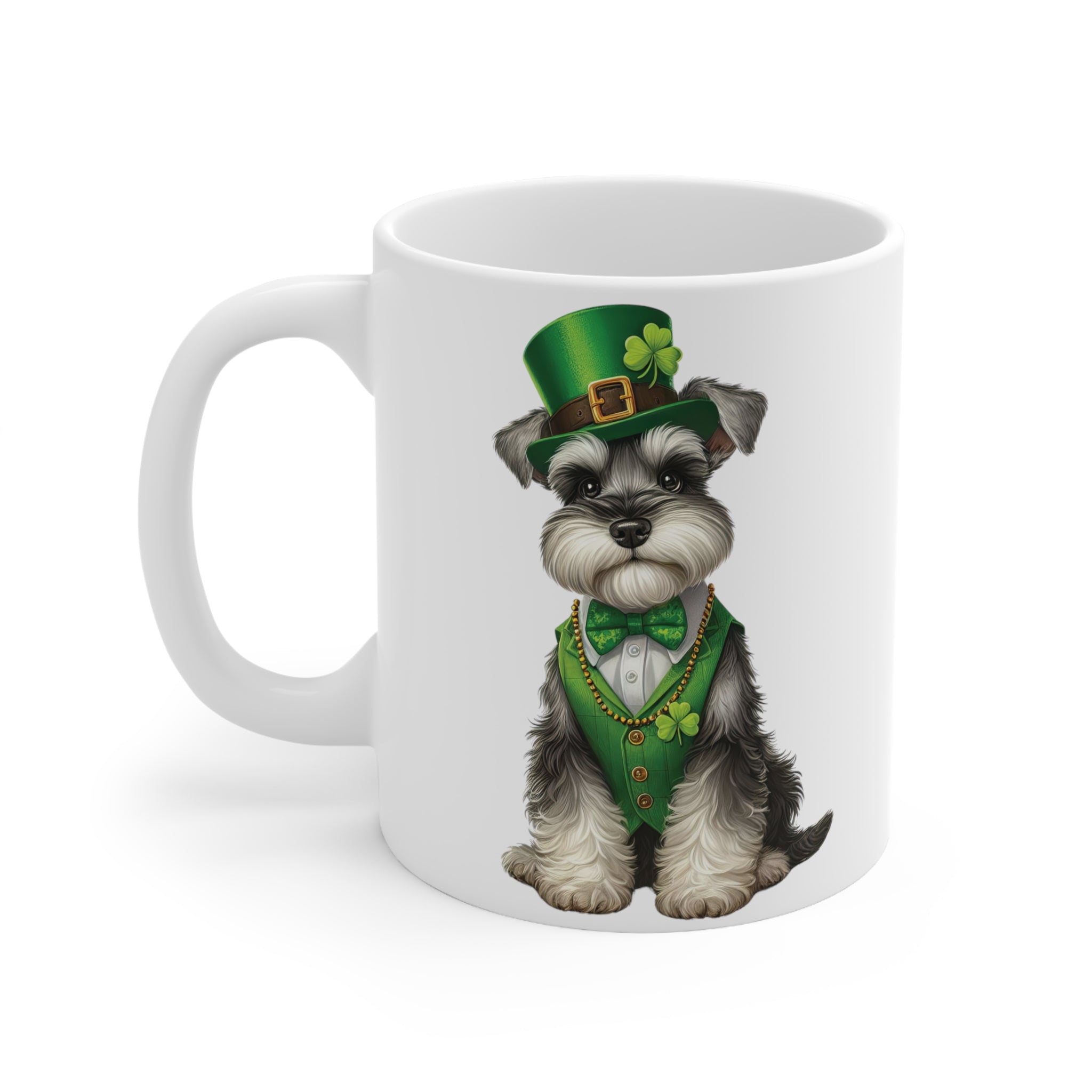 St. Patrick's Day - Miniature Schnauzer Dog - 11oz Ceramic Mug - Lead and BPA-free, Dishwasher & Microwave-Safe