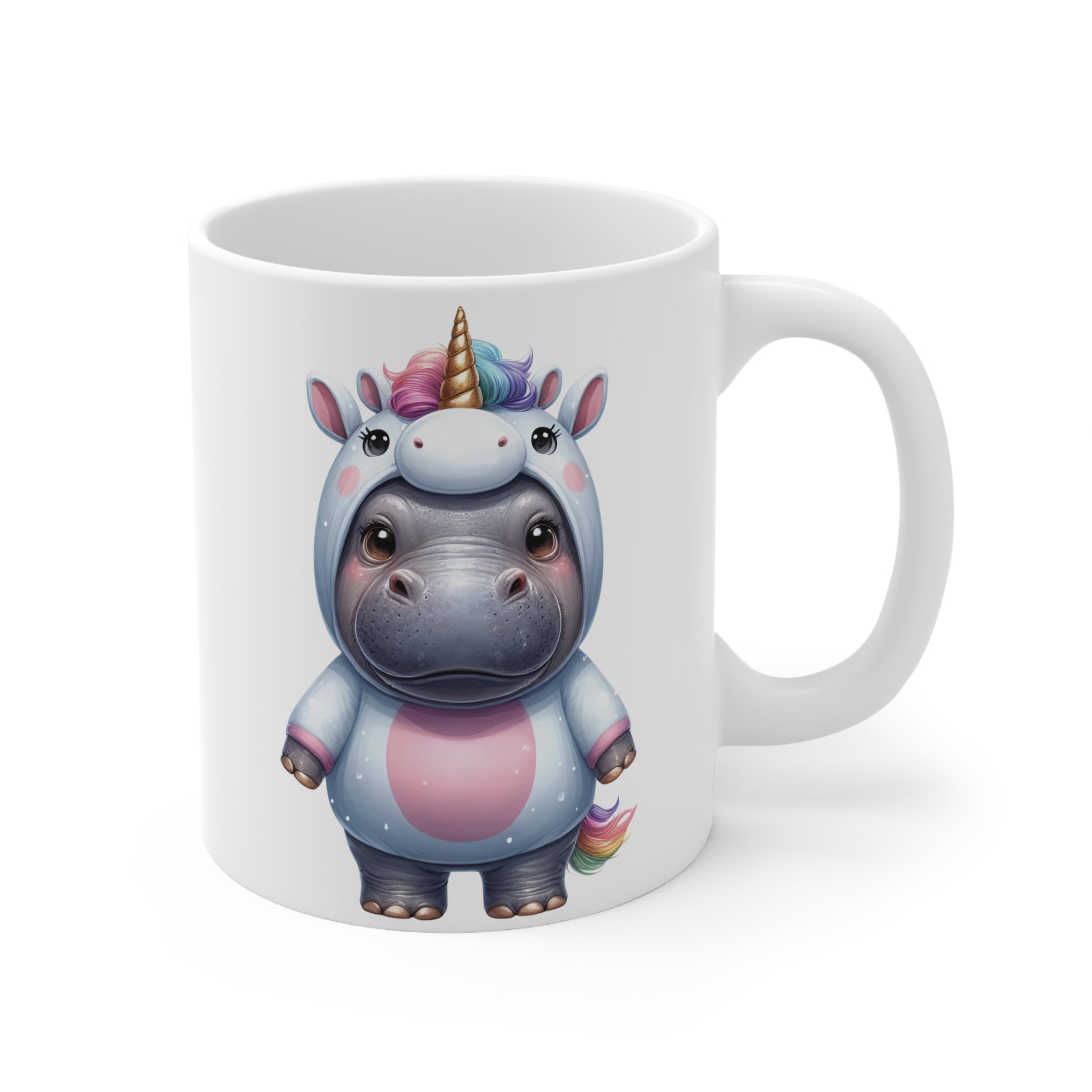 Unicorn Costume Animals, Hippopotamus | 11oz Ceramic Mug, Lead and BPA-free, Dishwasher & Microwave-Safe