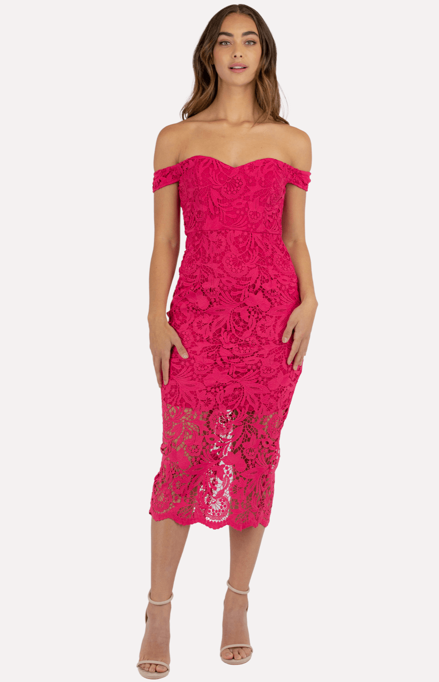 Amelia Midi Dress in Raspberry - Ophelia Fox Boutique