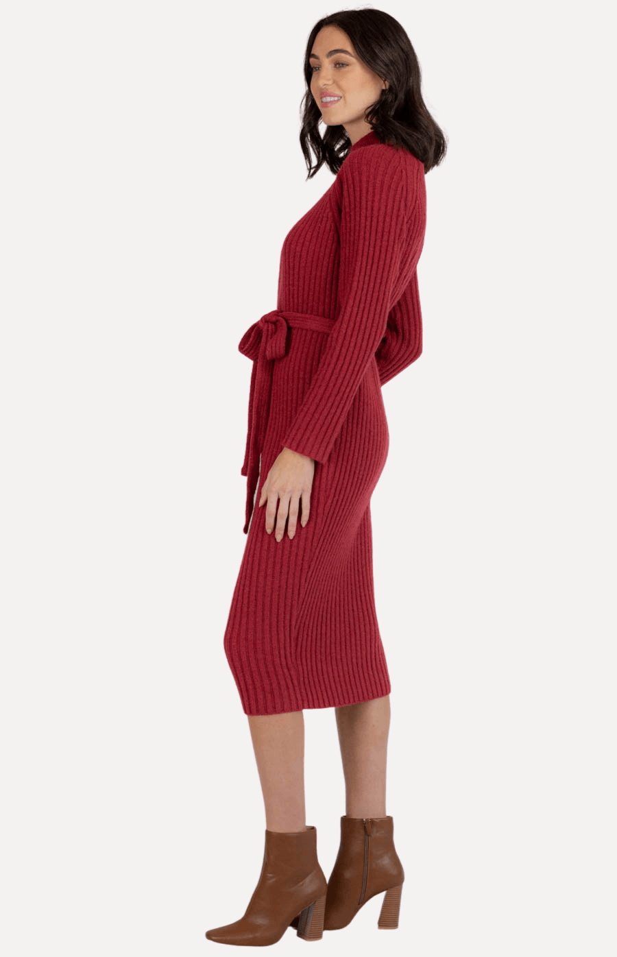 Forever Knitted Dress in Wine - Ophelia Fox Boutique