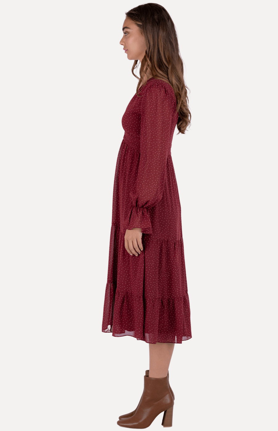 Kalina Midi Dress in Wine - Ophelia Fox Boutique