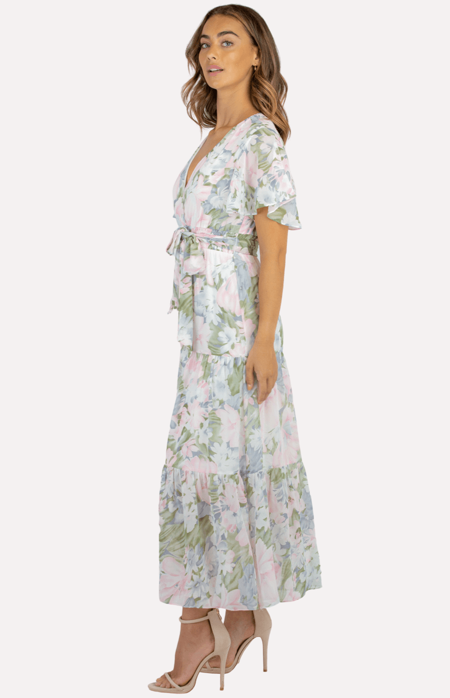 Marcelina Maxi Dress in Pink & Lilac Floral - Ophelia Fox Boutique