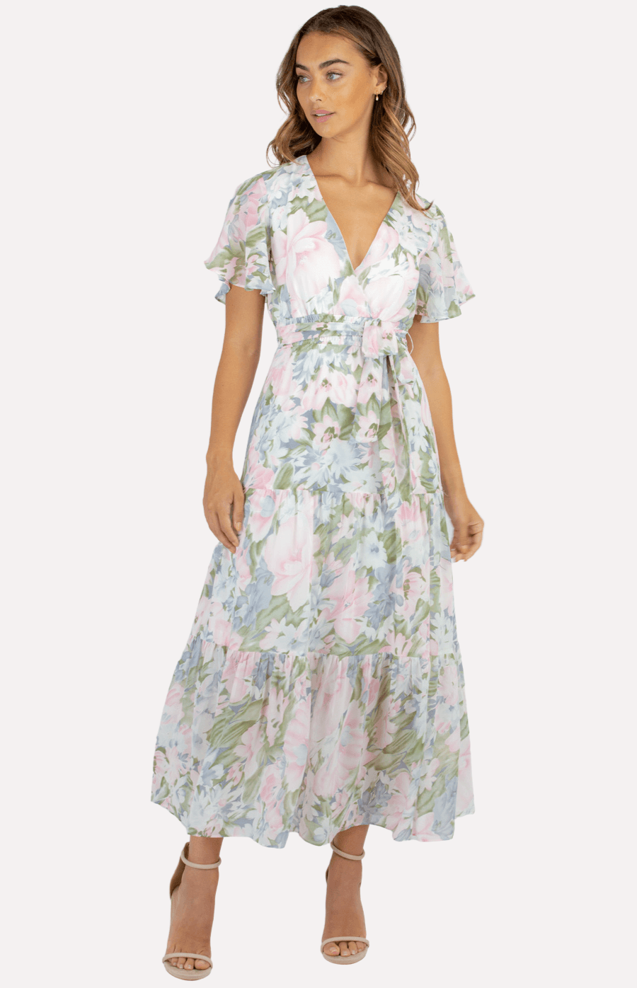 Marcelina Maxi Dress in Pink & Lilac Floral - Ophelia Fox Boutique
