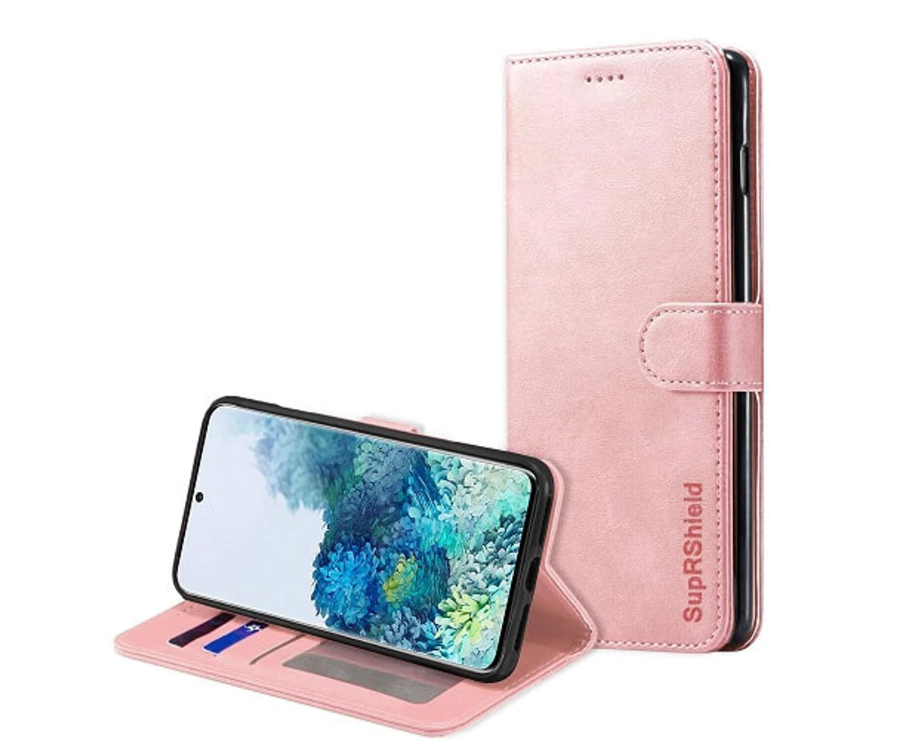 For Samsung Galaxy S20 plus Case,  Wallet Leather Flip Magnetic Stand Case Cover (Rose Gold)